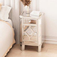 House of Hampton 25.59" Tall Champagne Mirrored End Table
