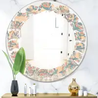 East Urban Home Leaves Indian Floral Batik II Cottage Americana Frameless Wall Mirror