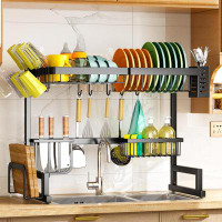 Co-t Over The Sink Dish Drying Rack, Adjustable (26.8" To 34.6") Large Dish Drying Rack For Kitchen Counter With Multipl