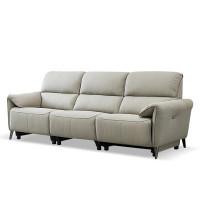 MABOLUS 98.43" Grey Genuine Leather Modular Sofa Power Push Reclining Couch