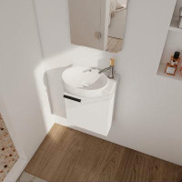 Ebern Designs Deatsville 16'' Wall Mounted Single Bathroom Vanity with Ceramic Top
