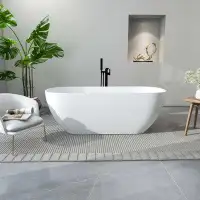 FRALIMK Fralimk 59'' X 29.5'' Freestanding Soaking Solid Surface Bathtub White