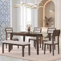 Red Barrel Studio 6 - Pcs Classic And Traditional Style Dining Set, Includes Dining Table, 4 Upholste Chairs & Bench , K