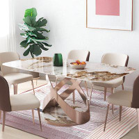 Everly Quinn 4 - Person Sintered Stone tabletop Rectangular Dining Table Set