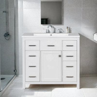 Winston Porter 36-Inch Bathroom Vanity Cabinet with Versatile Storage - 5 Drawers & 1 Door
