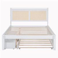 Bay Isle Home™ Bed Frame with Rattan Headboard and Sockets