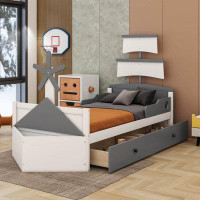 Ivy Bronx Twin Size Boat-Shaped Platform Bed With drawers