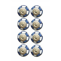 HomeRoots Charming Blue And Gold Set Of 8 Knobs
