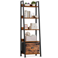 17 Stories Rustic 5-Tier Ladder Shelf With Drawer - Versatile Storage Solution For Home And Office
