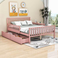 Harriet Bee Wooden Platform Bed with Two Storage Drawers