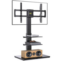 Symple Stuff Floor TV Stand With Mount, Height Adjustable TV Floor Stand With Shelves For 37-75 Inch Plasma LCD LED Flat