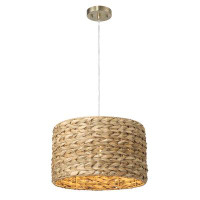 Dovecove Metal And Handwoven Wicker Drum Ceiling Light