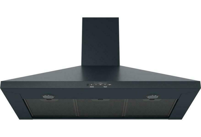 GE 36 INCH BLACK STAINLESS STEAL WALL MOUNT PYRAMID CHIMNEY HOOD. 350 CFM (JVW5361BJTSC). SUPER SALE $499. NO TAX. in Stoves, Ovens & Ranges in Toronto (GTA) - Image 2
