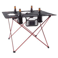 Arlmont & Co. Camp Table - Outdoor Folding Table with Cupholders and Carrying Bag for Camping