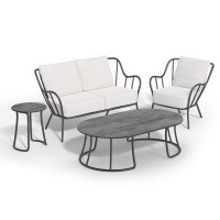 Oxford Garden Malti 4-Piece Loveseat, Club Chair, End Table & Coffee Table Set