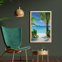 East Urban Home Ambesonne Tropical Wall Art With Frame, Idyllic Tranquil Ocean View Holiday Vacation Resort Beach Plants
