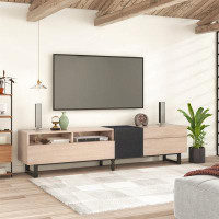 Latitude Run® Modern TV Stand For 80" TV With Double Storage Space, Media Console Table, Entertainment Centre With Drop