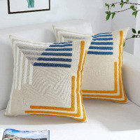 Hokku Designs Pillowcase Strap Embroidered Geometric Pattern Decorative Sofa Bed Living Room