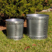 Williston Forge Unique Medium Riveted Zinc Planter Set Of 2 For Outdoor Or Indoor Use, Garden, Deck, And Patio