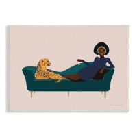 Stupell Industries Modern Fashion Female Wine Glass Cheetah Animal Couch Oversized Wall Plaque Art By Omar Escalante