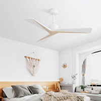 Wrought Studio 52 Inch Unique Design Ceiling Fan Without Light 3 Solid Wood Blade With DC Motor Remote Control