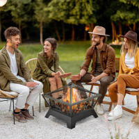 Loon Peak Loon Peak® 22'''' Outdoor Fire Pit, Portable Wood Burning Firepit With Spark Screen, Poker For Patio, BBQ, Cam