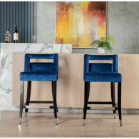 Rosdorf Park Suede Velvet Barstool With Nailheads Dining Room Chair2 Pcs Set