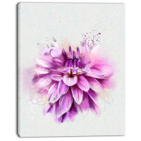 Made in Canada - Design Art 'Beautiful Pink Watercolor Flower' Painting Print on Wrapped Canvas