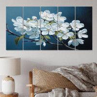 Red Barrel Studio Apple Blossom Monochromatic Elegance VIII - Apple Blossom Canvas Wall Art - 5 Equal Panels