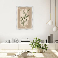 Oliver Gal "Illustrated Leaves II", Boho Minimal Plant Rustic Green Framed Wall Art Print For Office