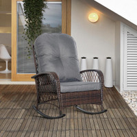 Rattan Rocking Chair 29.5" x 38.6" x 35.8" Light Grey