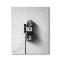 Stupell Industries Vintage Fashion Dial Phone Glam Pop Black White Super Oversized Stretched Canvas Wall Art By Ziwei Li