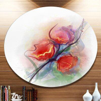 Made in Canada - Design Art 'Soft Floral Watercolor on Splashes' Oil Painting Print on Metal