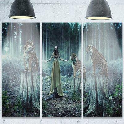 Design Art 'Female Trainer with Tigers' 3 Piece Photographic Print on Metal Set in Arts & Collectibles