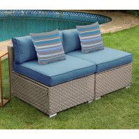 Rosecliff Heights Kyson Outdoor Furniture Armless Loveseat with Cushions
