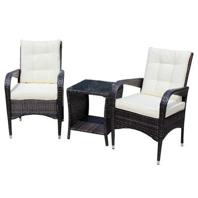Winston Porter 3 Piece Conversation Set,Outdoor Wicker Ratten Sectional Sofa With Seat Cushions in Couches & Futons