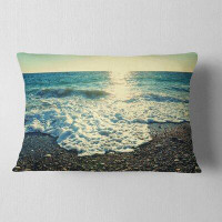 East Urban Home Seashore Dramatic Waves on Beach Lumbar Pillow
