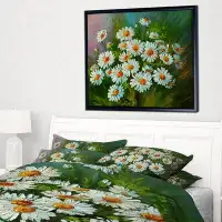 East Urban Home 'Heavily Textured Daisies' Framed Oil Painting Print on Wrapped Canvas