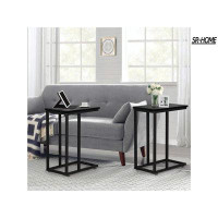 SR-HOME Tray Stand, Nightstands Workstation With Metal Frame C Shaped End Table Sofa Living Room Bedroom, Coffee Snack C