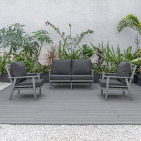 Hokku Designs Hokku Designs Pandora Modern 3-Piece Outdoor Patio Set With Grey Aluminum Frame And Removable Cushions