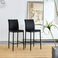 Ebern Designs Leather Barstool Dining Counter Height Chair Set Of 2