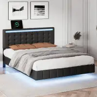 Latitude Run® Floating Bed Frame With LED Lights And USB Charging