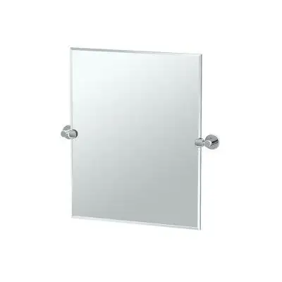Gatco Channel 24"H Frameless Rectangle Bathroom Vanity Mirror | Pivoting and Beveled Mirror