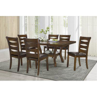 Red Barrel Studio Transitional Dining Room Furniture 7Pc Dining Set Table W Self-Storing Leaf And 6X Side Chairs Brown F