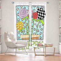 East Urban Home Lined Window Curtains 2-panel Set for Window Size 40" x 61" by Marley Ungaro - Happy Flowers