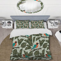 East Urban Home Tropical Birds And Plants - Cabin & Lodge Duvet Cover Set