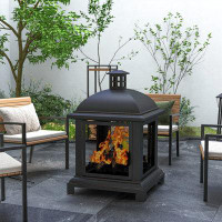 Outsunny 40.2" H x 26" W Iron Wood Burning Outdoor Fire Pit