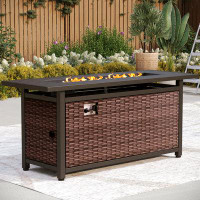 Wade Logan Bohde 24.8" H x 56.8" W Outdoor Fire Pit Table with Lid