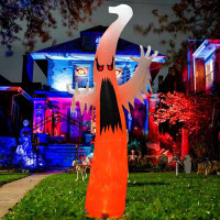 The Holiday Aisle® Fieldston Halloween Inflatable 12FT Scary Red Eye Outdoor Ghost Decorations with LED Flame