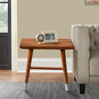 Millwood Pines 18 Inch Rectangular Acacia Wooden Side Table With Angled Legs, Warm Brown
